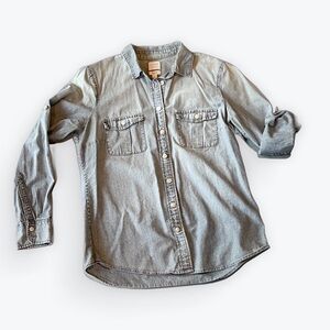 J. Crew Blue Denim Shirt Roll up sleeves. Perfect Fit. Size Petite Small